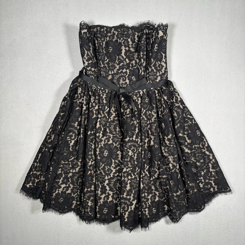 NWT Robert Rodriguez Neiman Marcus Womens Sz 2 Black Strapless Lace Flare Dress - Picture 2 of 10